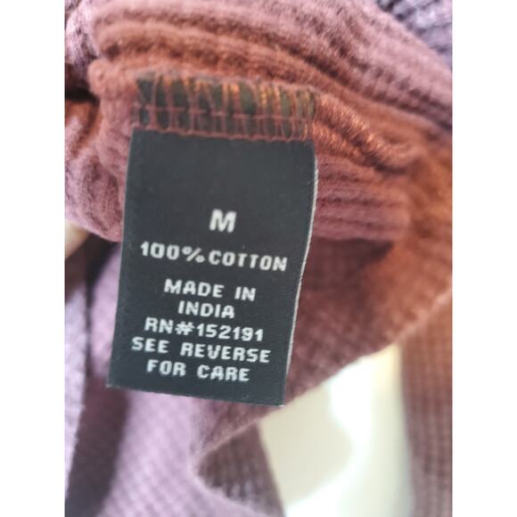 Five Points Industry Waffle Knit Mineral Wash Burgundy Crew Neck Top, NWT, Med - Picture 7 of 7